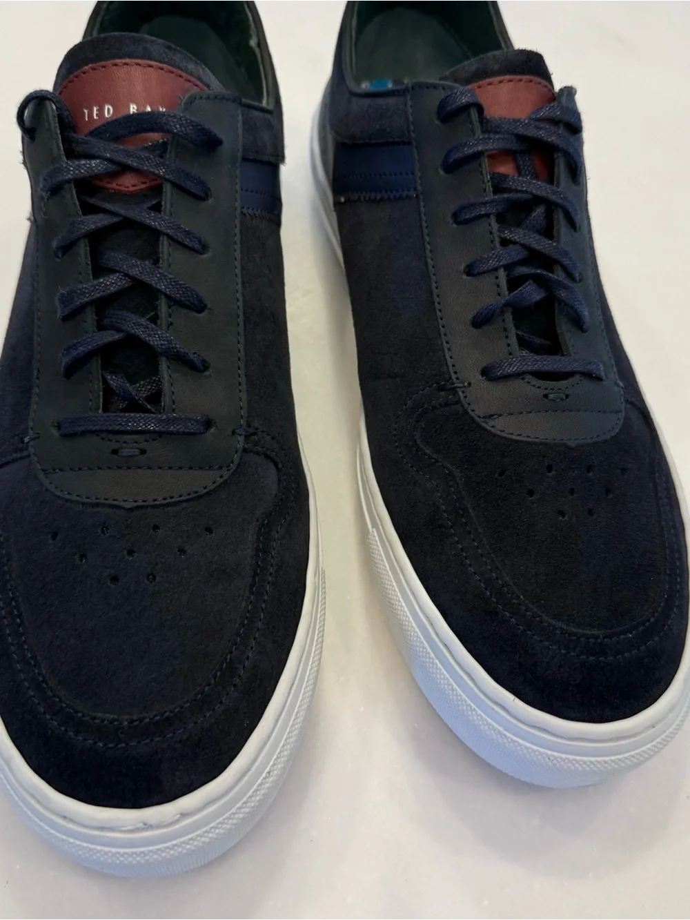 Ted Baker Men’s Dark Blue Retro Sneakers White Rubber Soles Sz US 11.5 EU 44.5